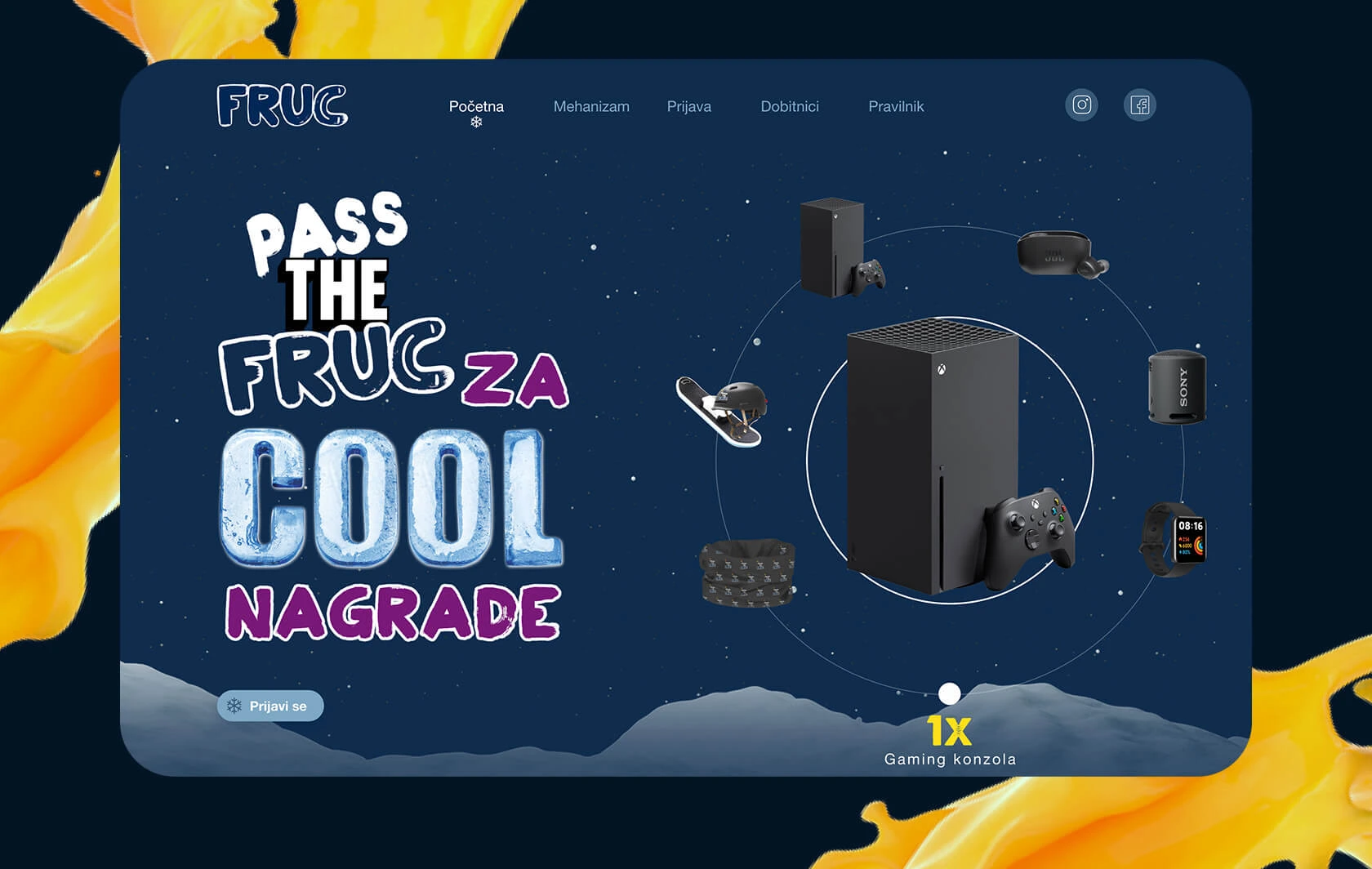 Creation of a micro site for the prize game - Pass the Fruc - Mineweb Studio